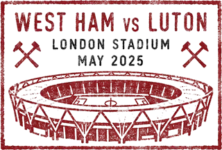 West Ham vs Luton, London Stadium stamp, May 2025